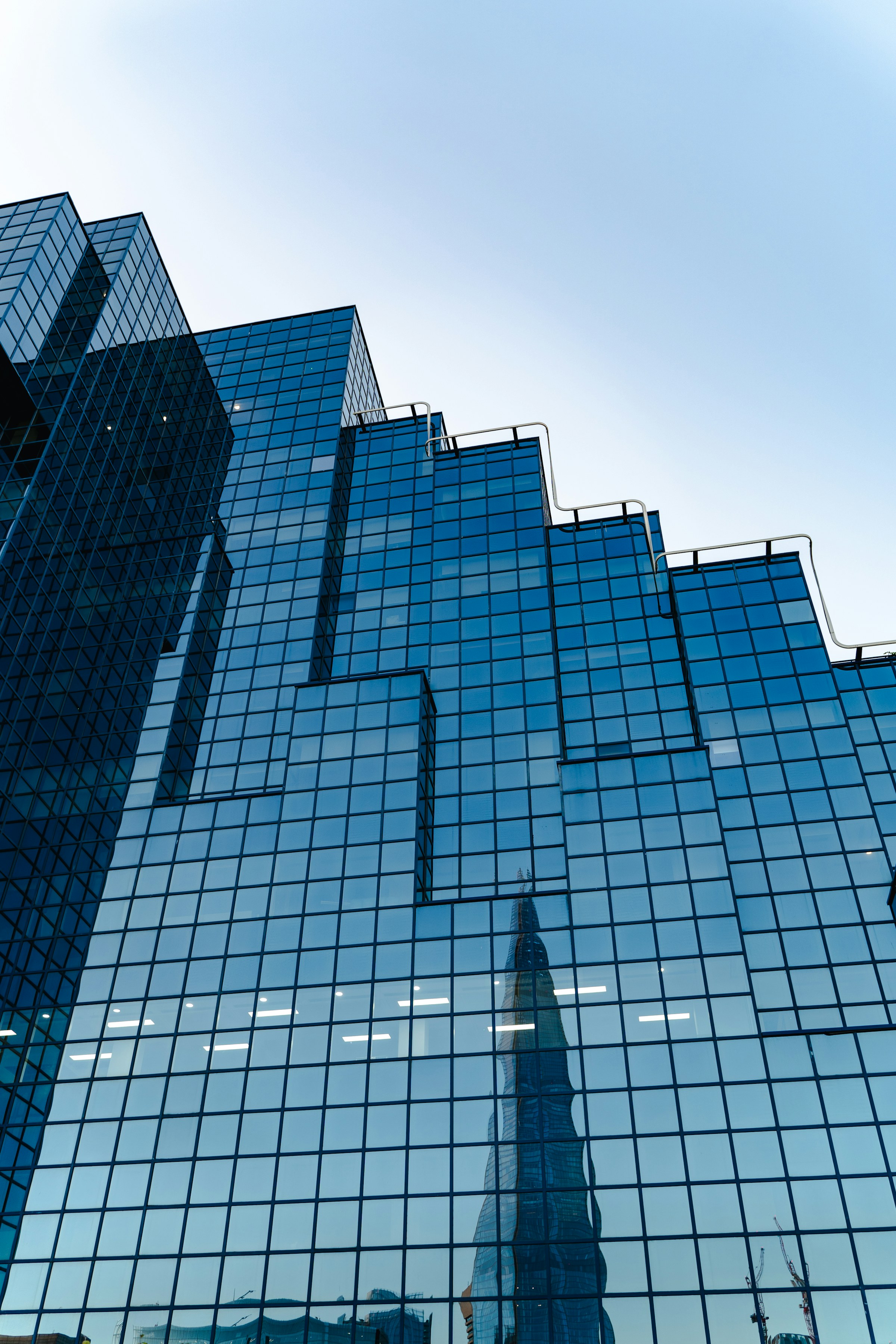 Precision grid of a modern glass building façade