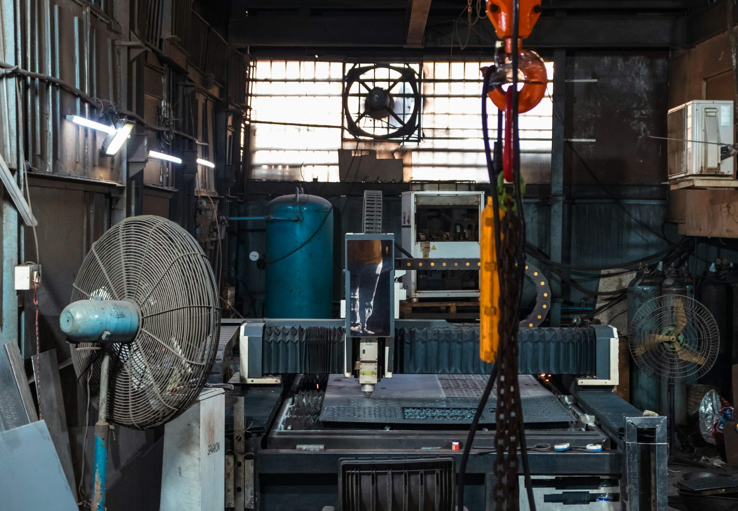 Industrial manufacturing workshop with production equipment