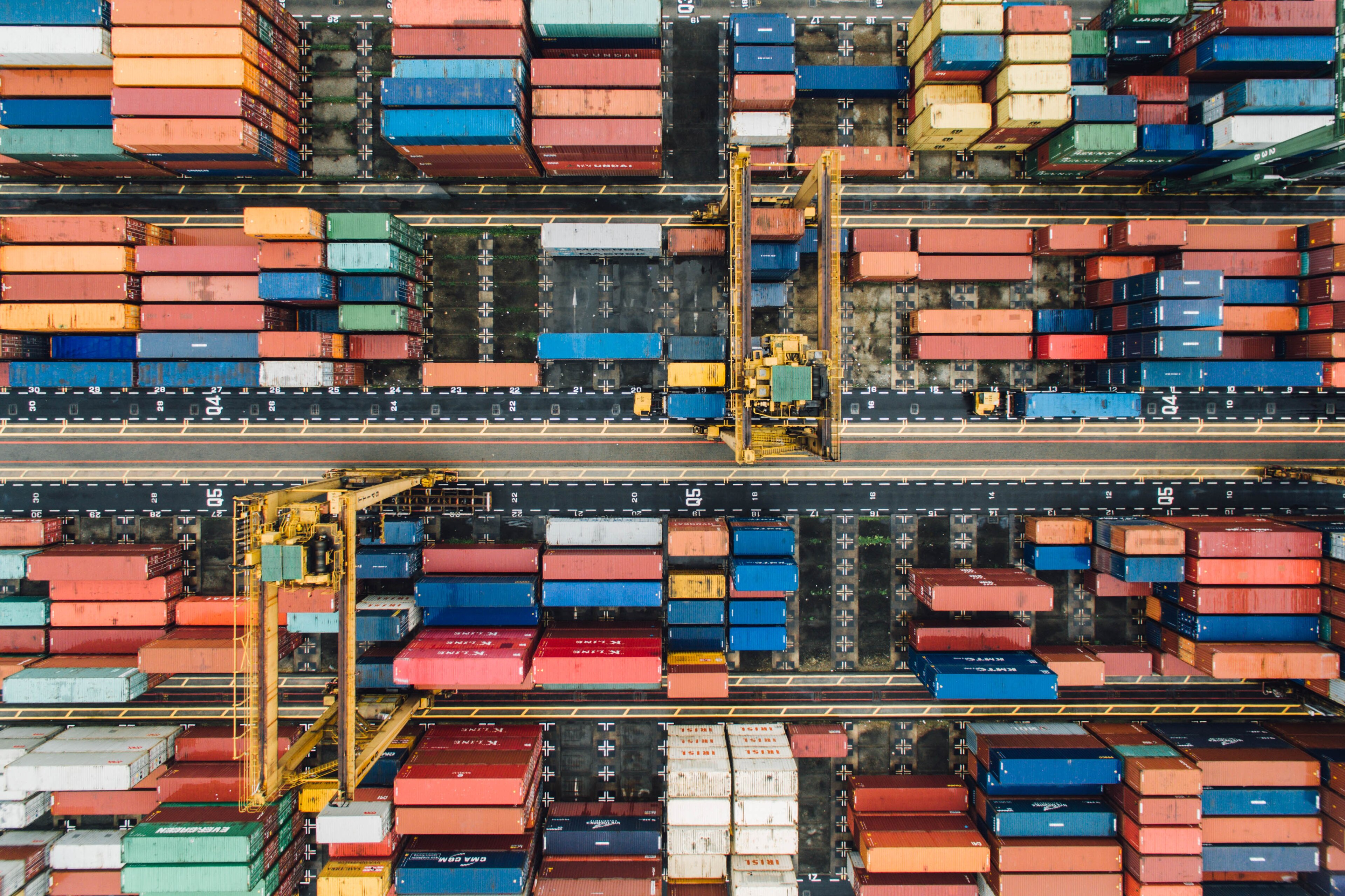 Aerial view of a global container terminal